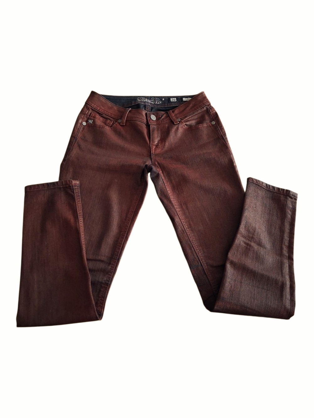 Miss Me Burgundy Red Denim Jeans Waist Detail